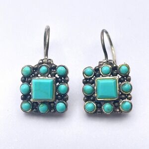 Sterling Silver Turquoise‎ Dyed Howlite Dangle Earrings Small